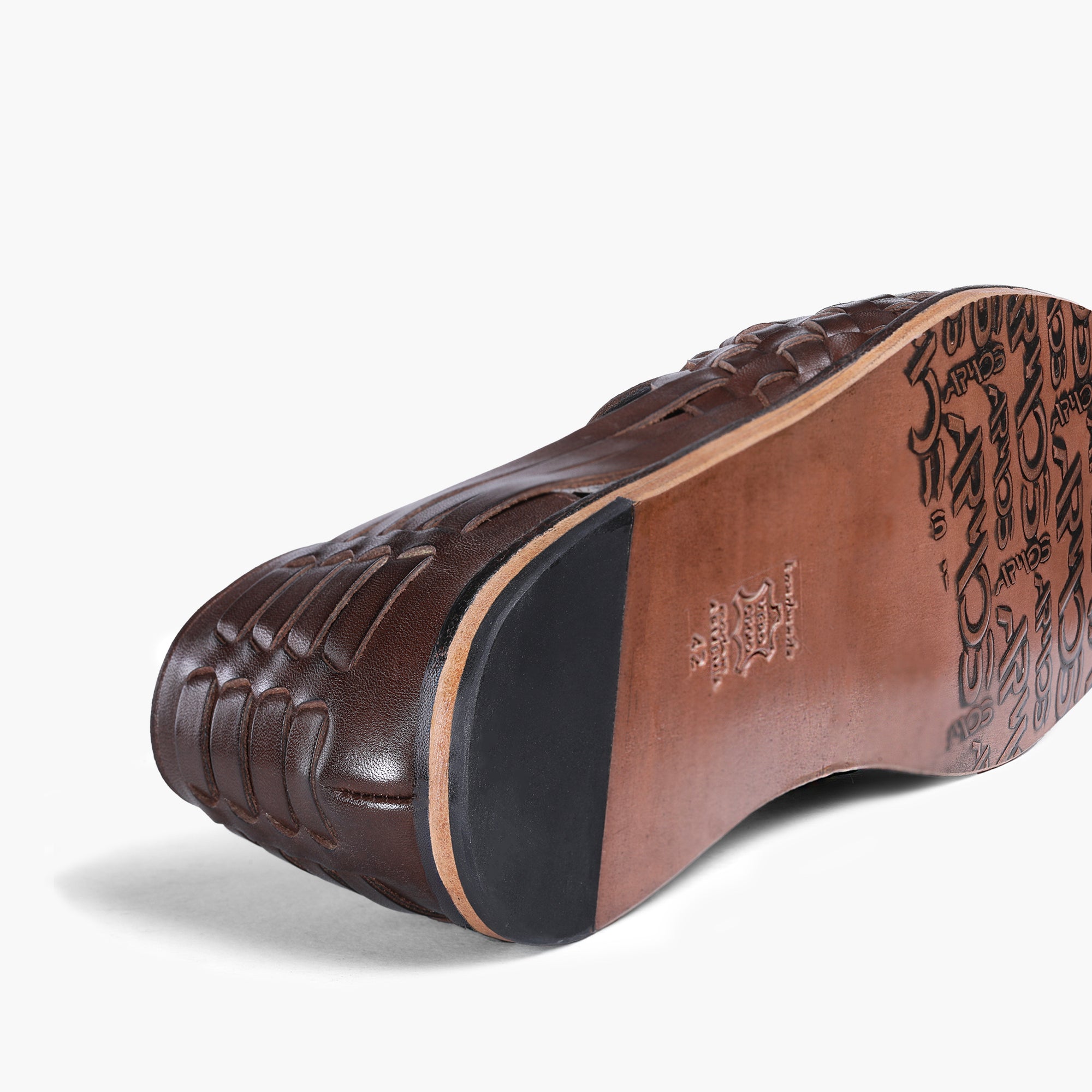 Men’s Dark Brown Leather Huarache Sandal - detail