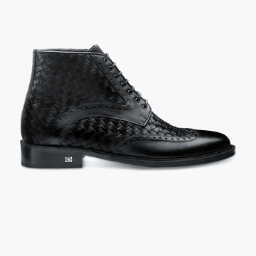 Men's Black Woven Leather Boot - right side