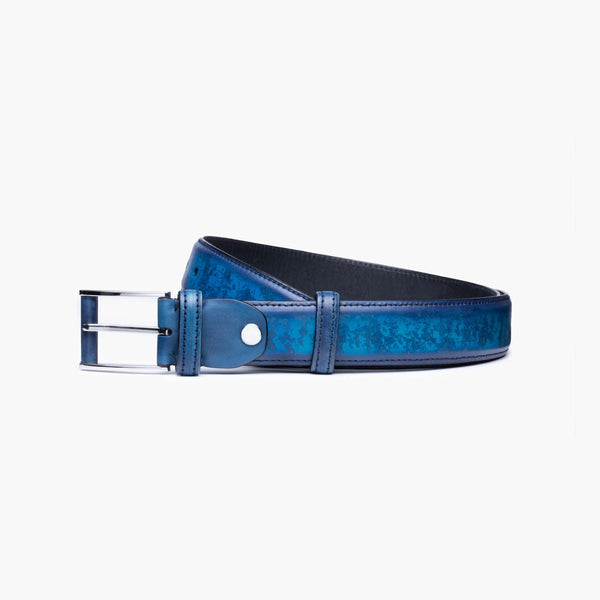 Men’s Cobalt Blue Patina Leather Belt