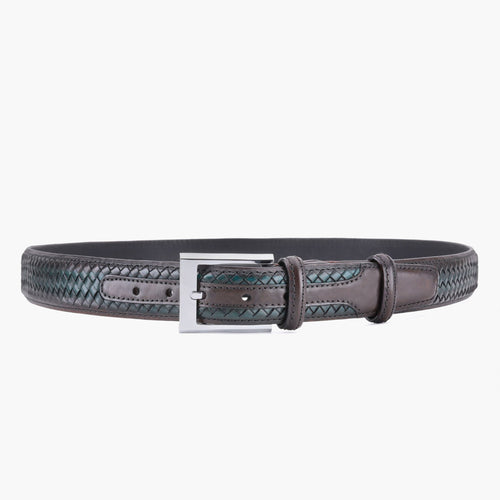 Men’s Brown & Green Braided Leather Belt