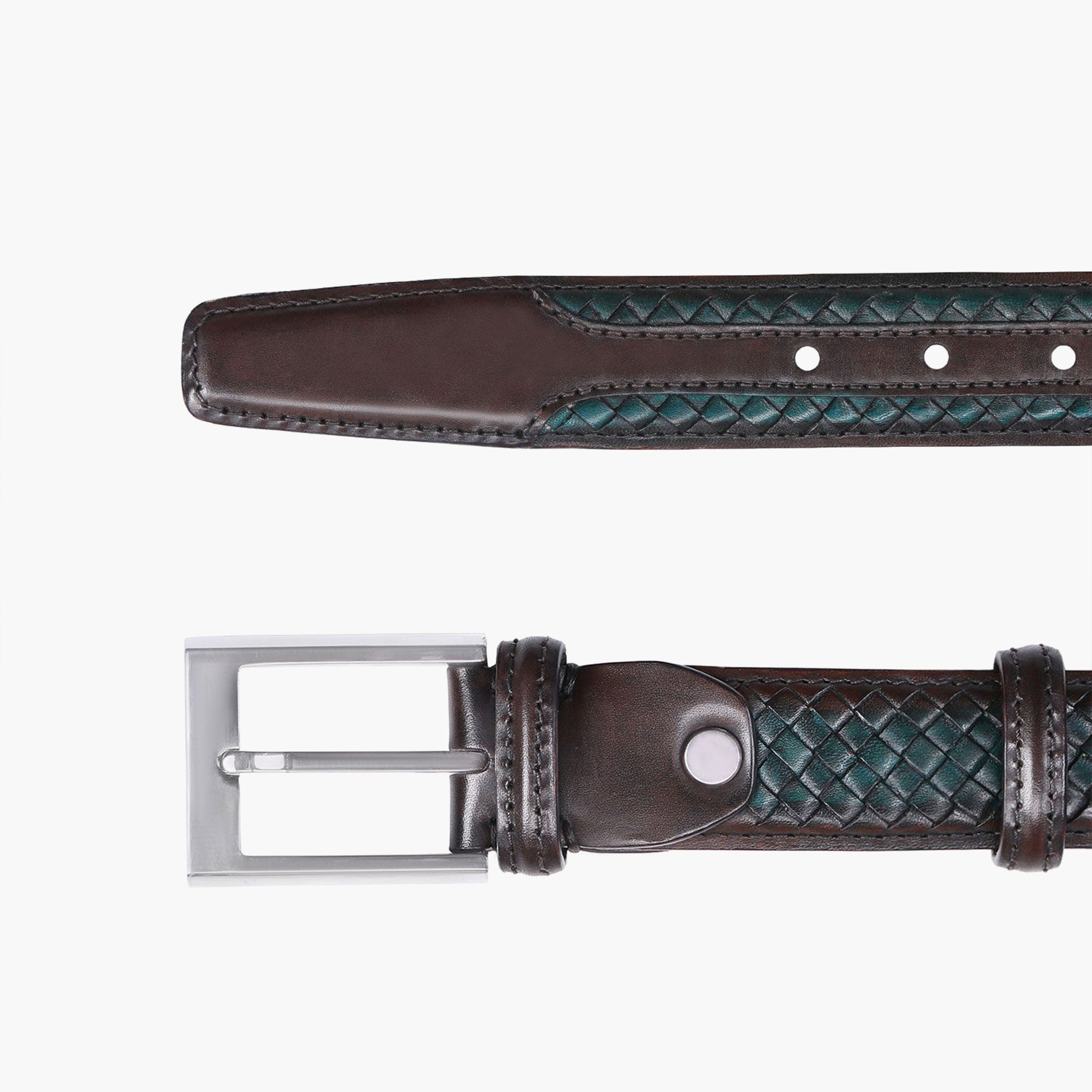 Men’s Brown & Green Braided Leather Belt