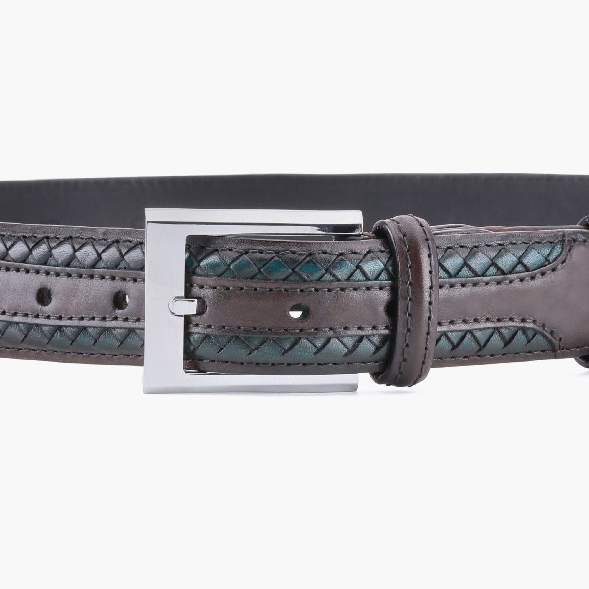Men’s Brown & Green Braided Leather Belt