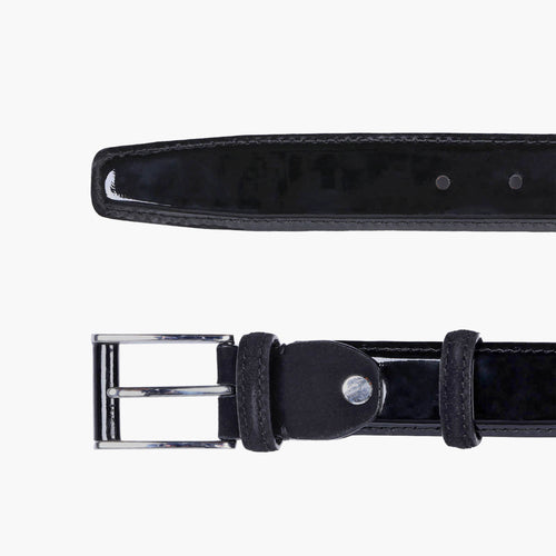 Men's Black Patent Leather Belt
