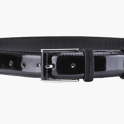 Men's Black Patent Leather Belt