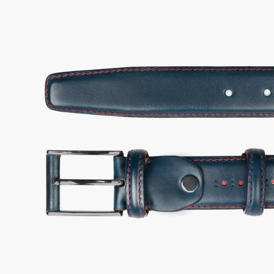 Blue leather belt