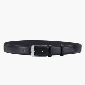 Men’s Black Matte Leather Belt - full view