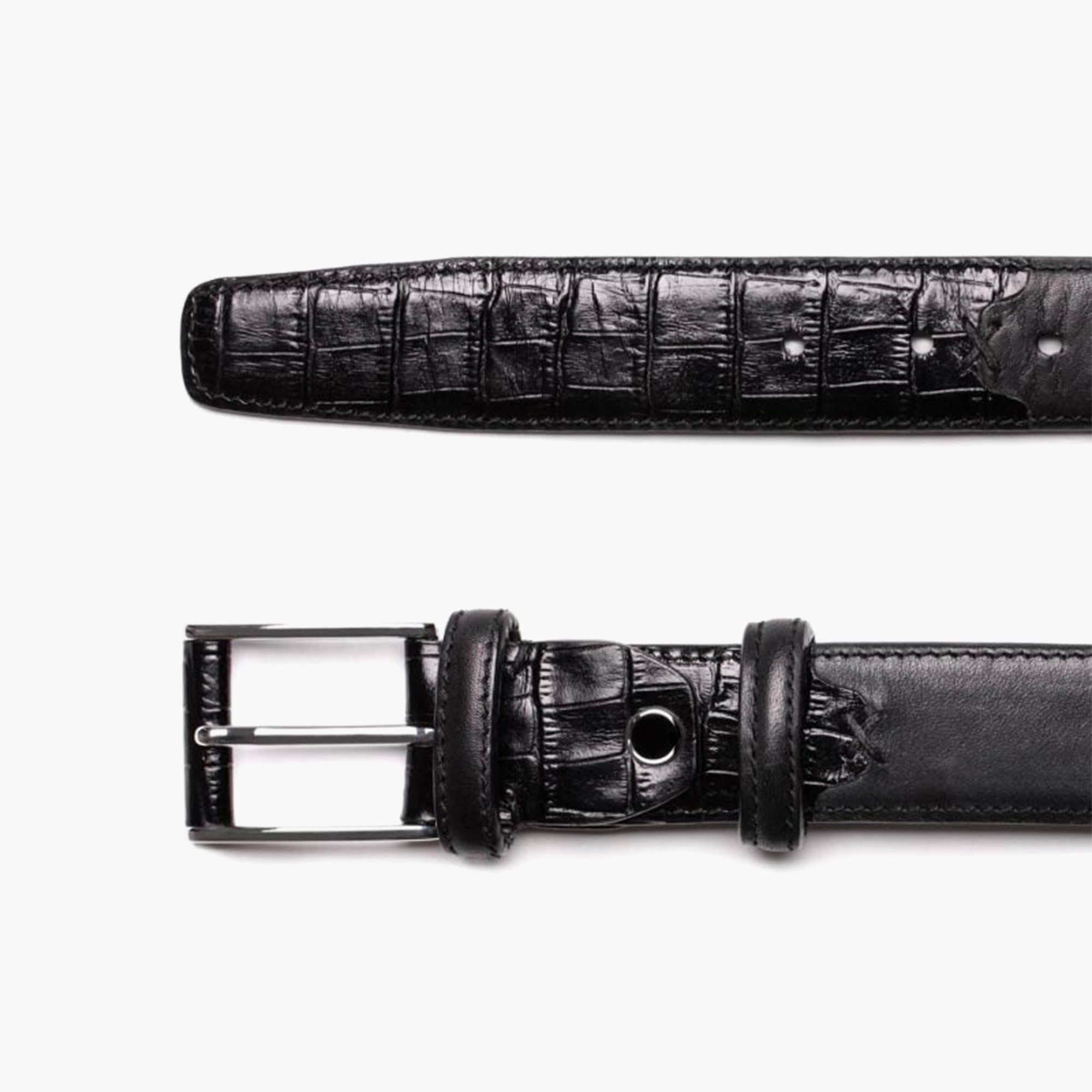 Men's Black Suede & Patent Leather Belt