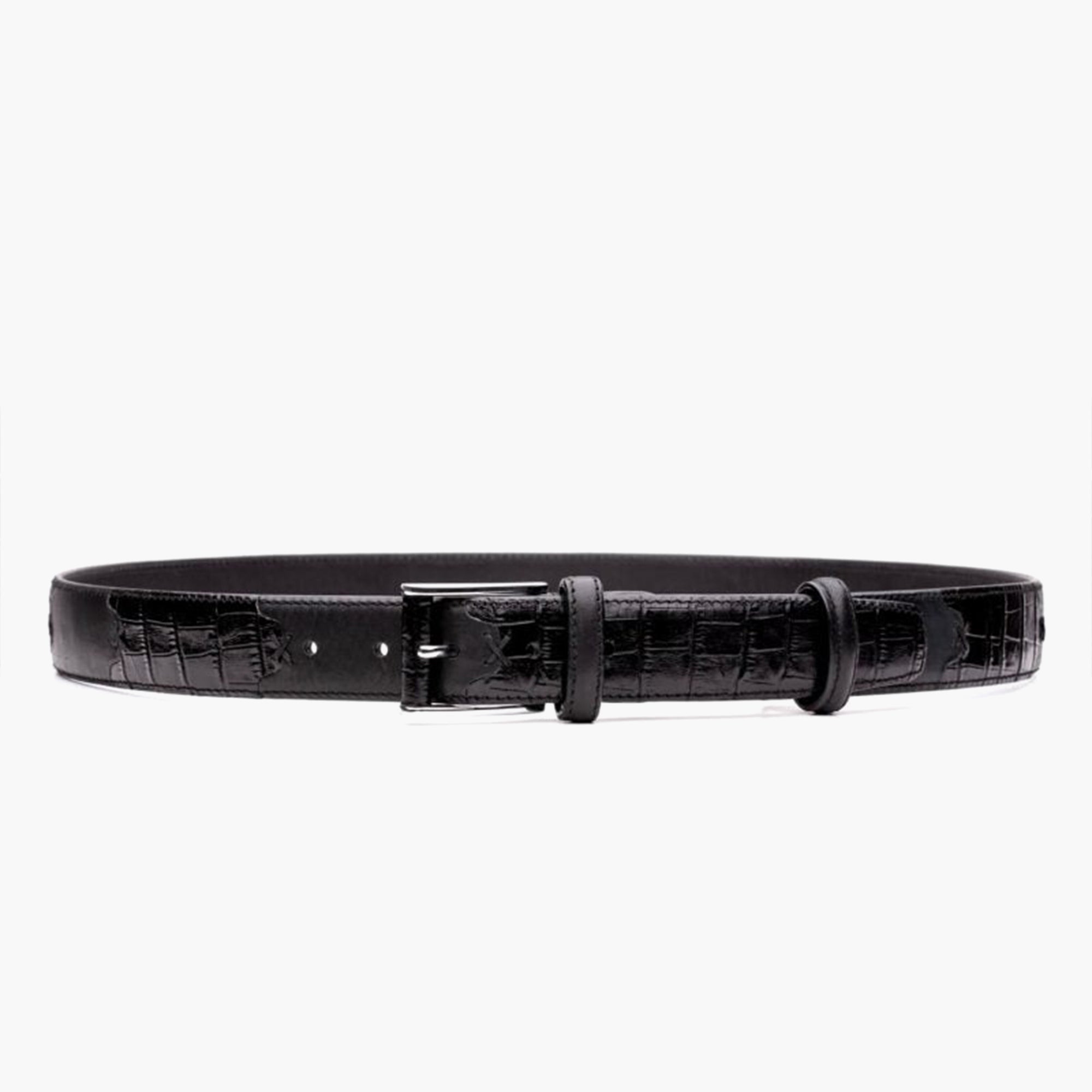Men's Black Suede & Patent Leather Belt