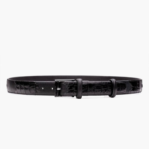 Men’s Black Croc-Embossed Leather Belt