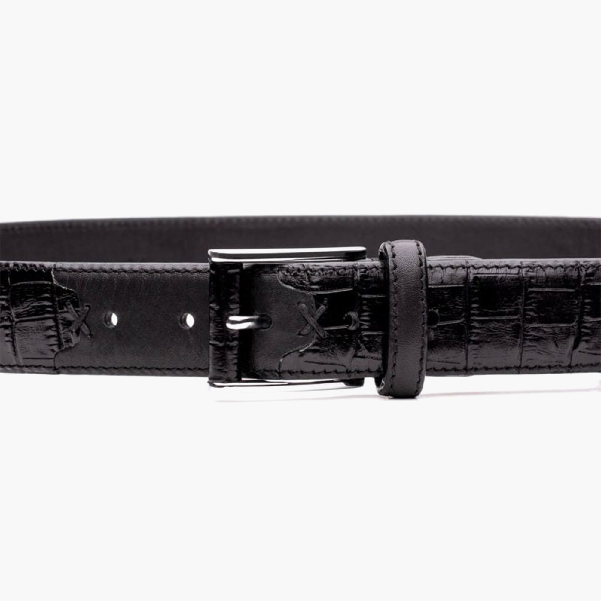 Men's Black Suede & Patent Leather Belt