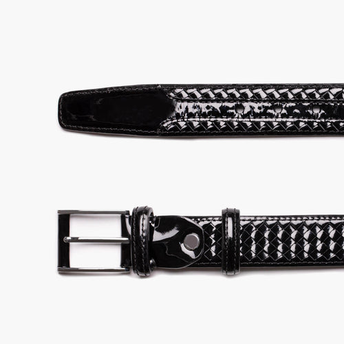 Men’s Black Patent Leather Braided Belt