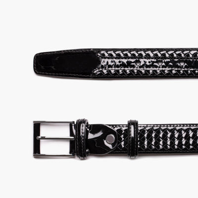 Men’s Black Patent Leather Braided Belt
