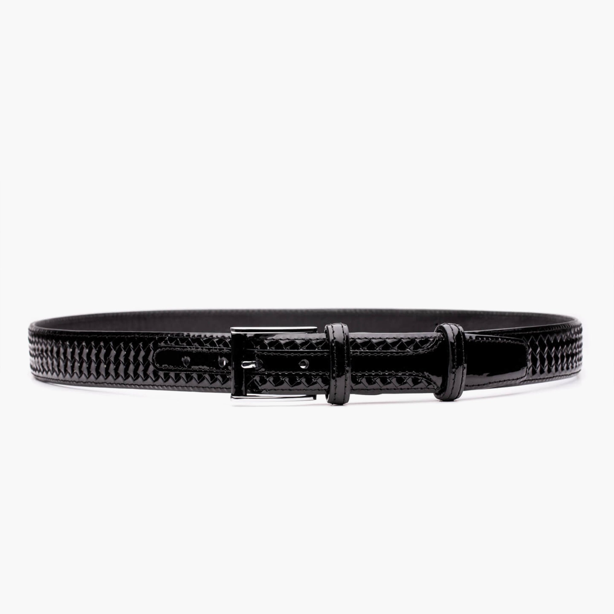 Men’s Black Patent Leather Braided Belt