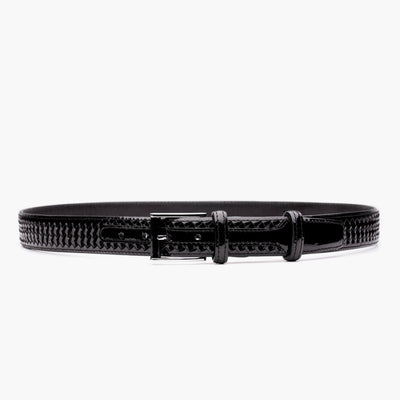 Men’s Black Patent Leather Braided Belt