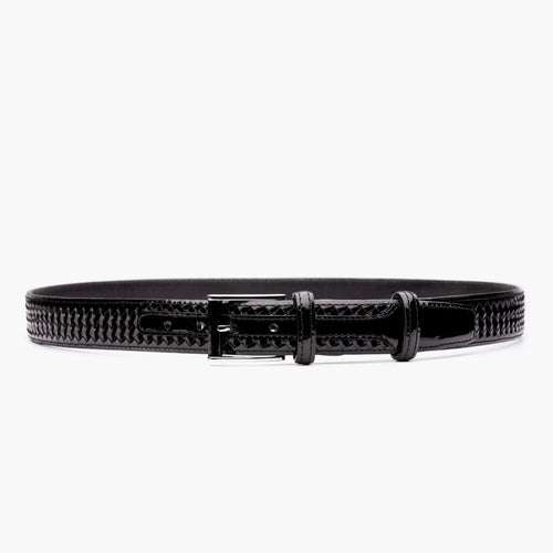 Men’s Black Woven Patent Leather Belt