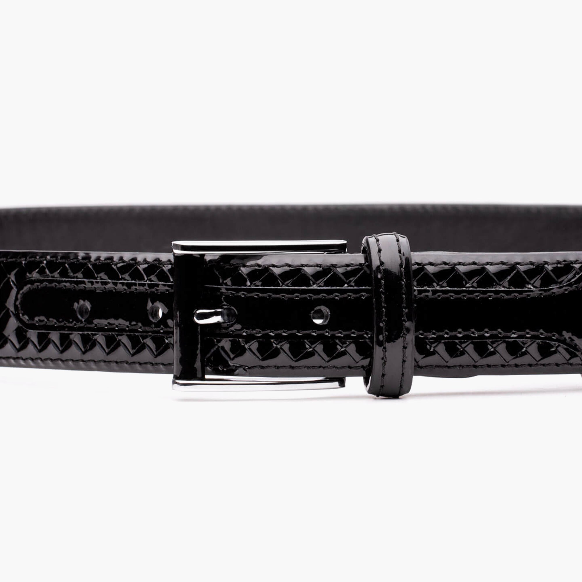 Men’s Black Patent Leather Braided Belt