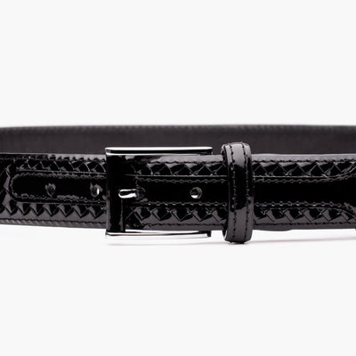 Men’s Black Patent Leather Braided Belt