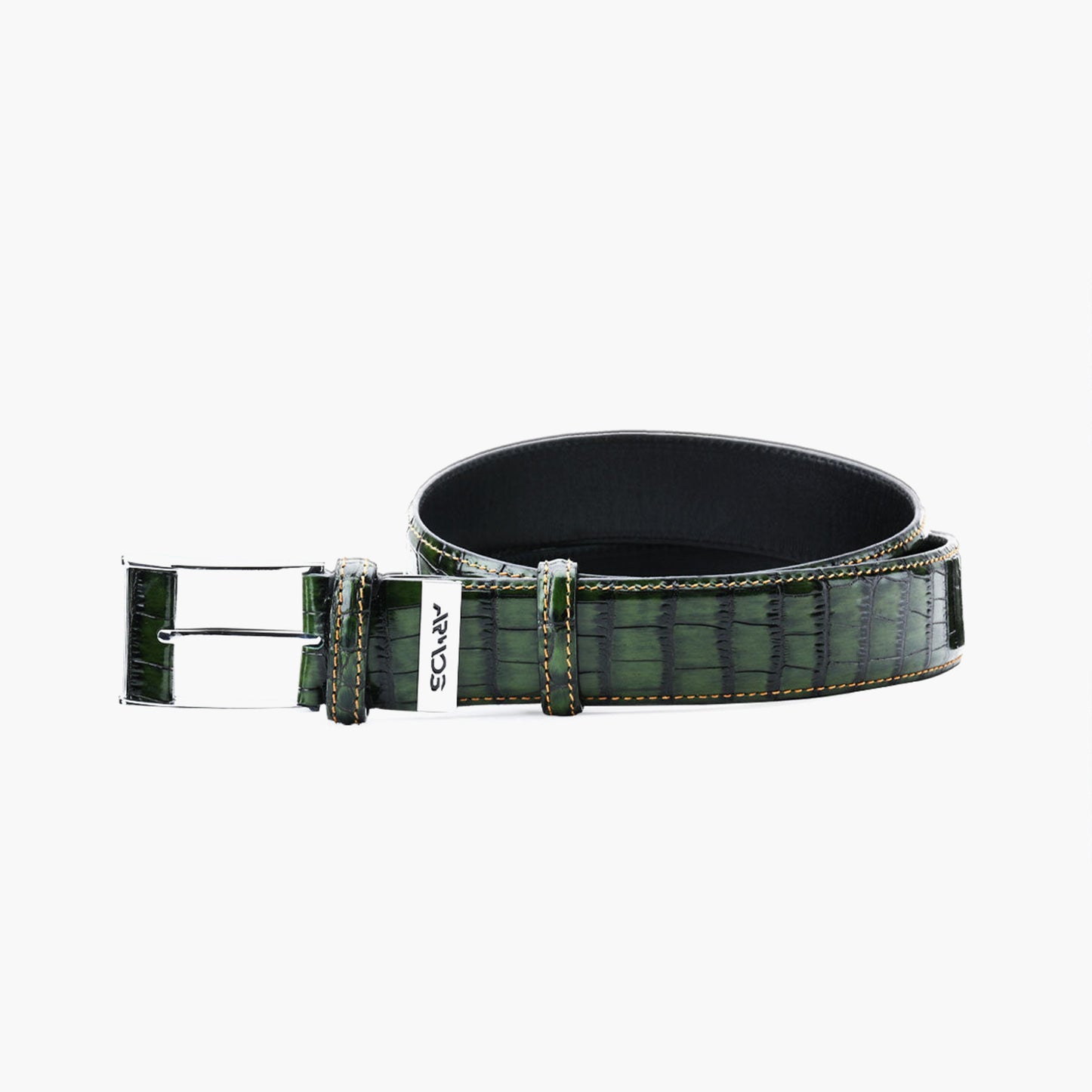 Men’s Green Croc-Embossed Leather Belt