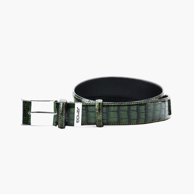 Men’s Green Croc-Embossed Leather Belt