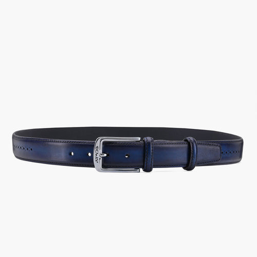 Men’s Deep Navy Patina Leather Belt