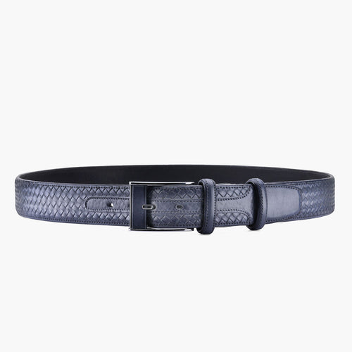 Men’s Blue & Gray Braided Leather Belt