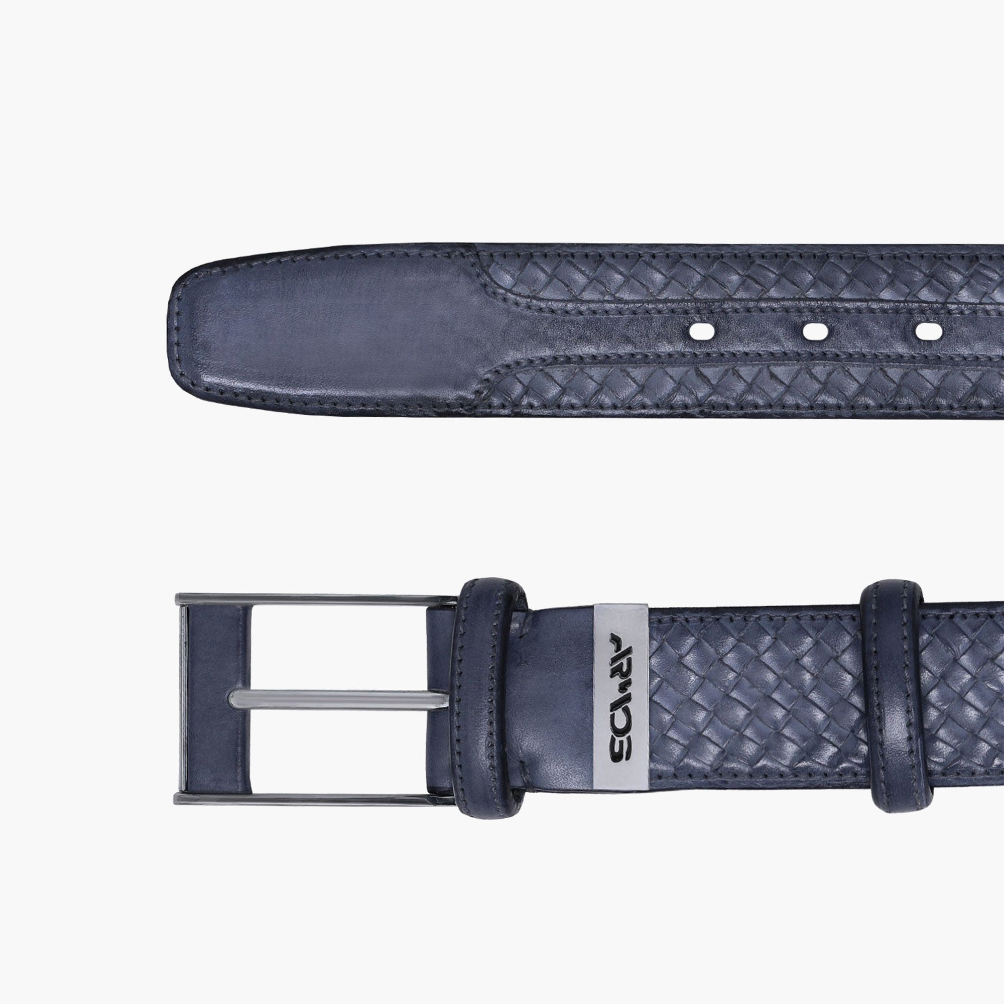 Men’s Blue & Gray Braided Leather Belt