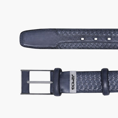 Men’s Blue & Gray Braided Leather Belt