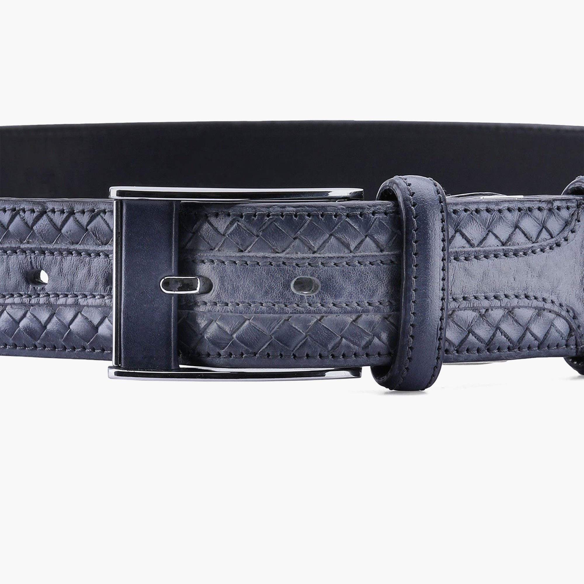 Men’s Blue & Gray Braided Leather Belt