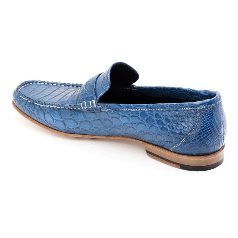 Blue exotic leather shoes