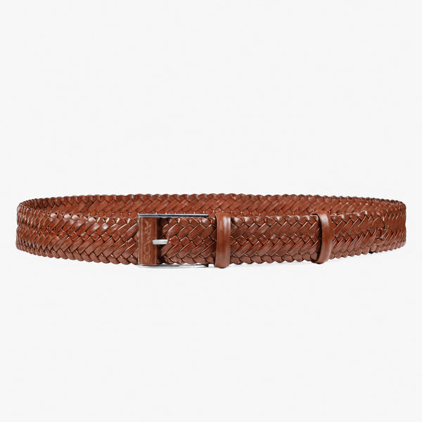 Men’s Cognac Braided Leather Belt