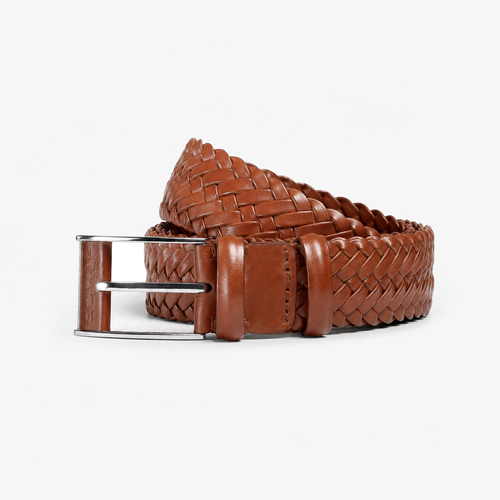 Men’s Cognac Braided Leather Belt
- coiled