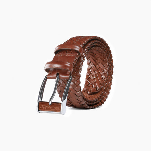 Men’s Cognac Braided Leather Belt
- coiled