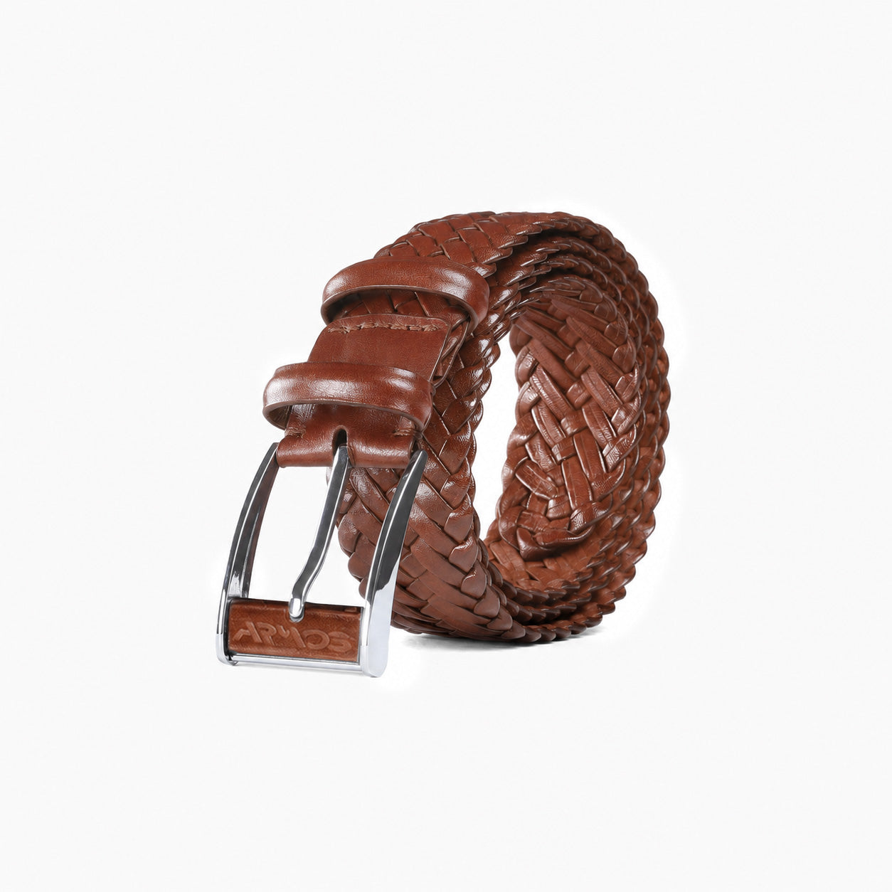 Men’s Cognac Braided Leather Belt
- coiled