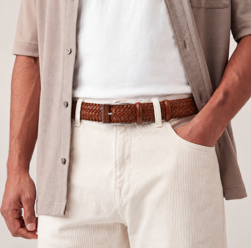 Men’s Cognac Braided Leather Belt