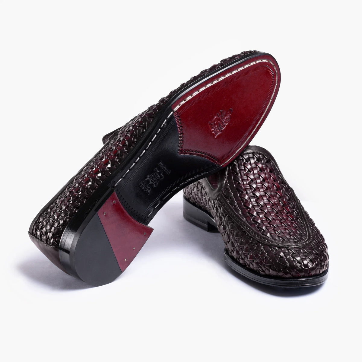 Men's Burgundy Woven Leather Loafer - sole