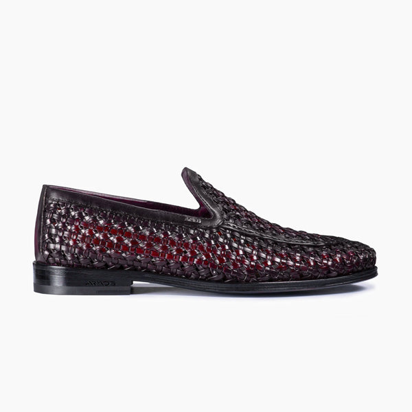 Men's Burgundy Woven Leather Loafer