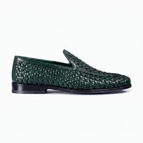Men's Green Woven Leather Loafer - right side