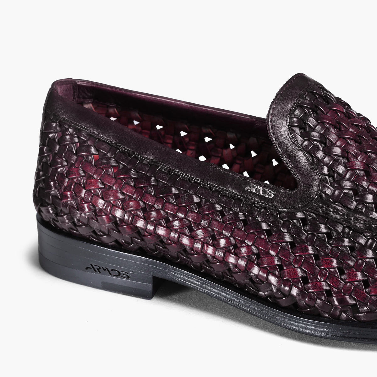 Men's Burgundy Woven Leather Loafer - detail
