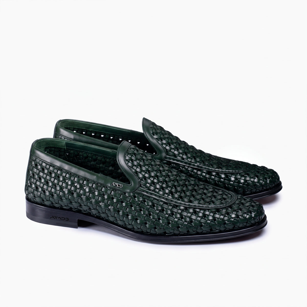 Men's Green Woven Leather Loafer - pair