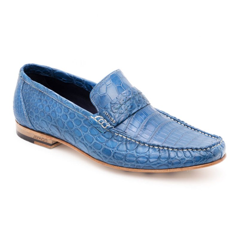 Blue exotic leather shoes