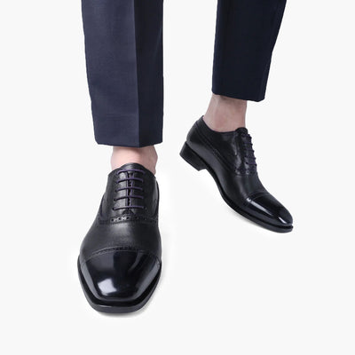 Men's Black & Purple Leather Oxford