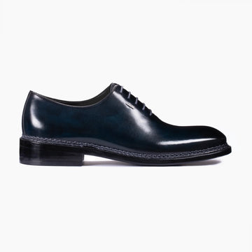 Men’s Blue Patina Leather Wholecut Oxford - right side