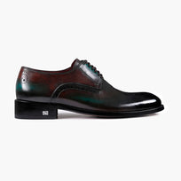 Men’s Brown & Emerald Patina Leather Derby - right side