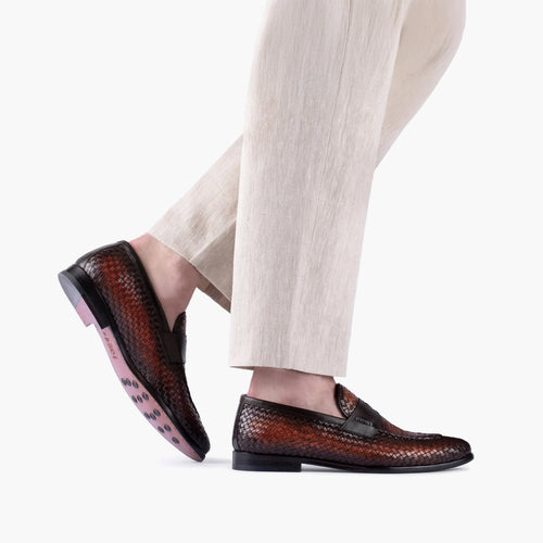 Men’s Brown Patina Leather Penny Loafer