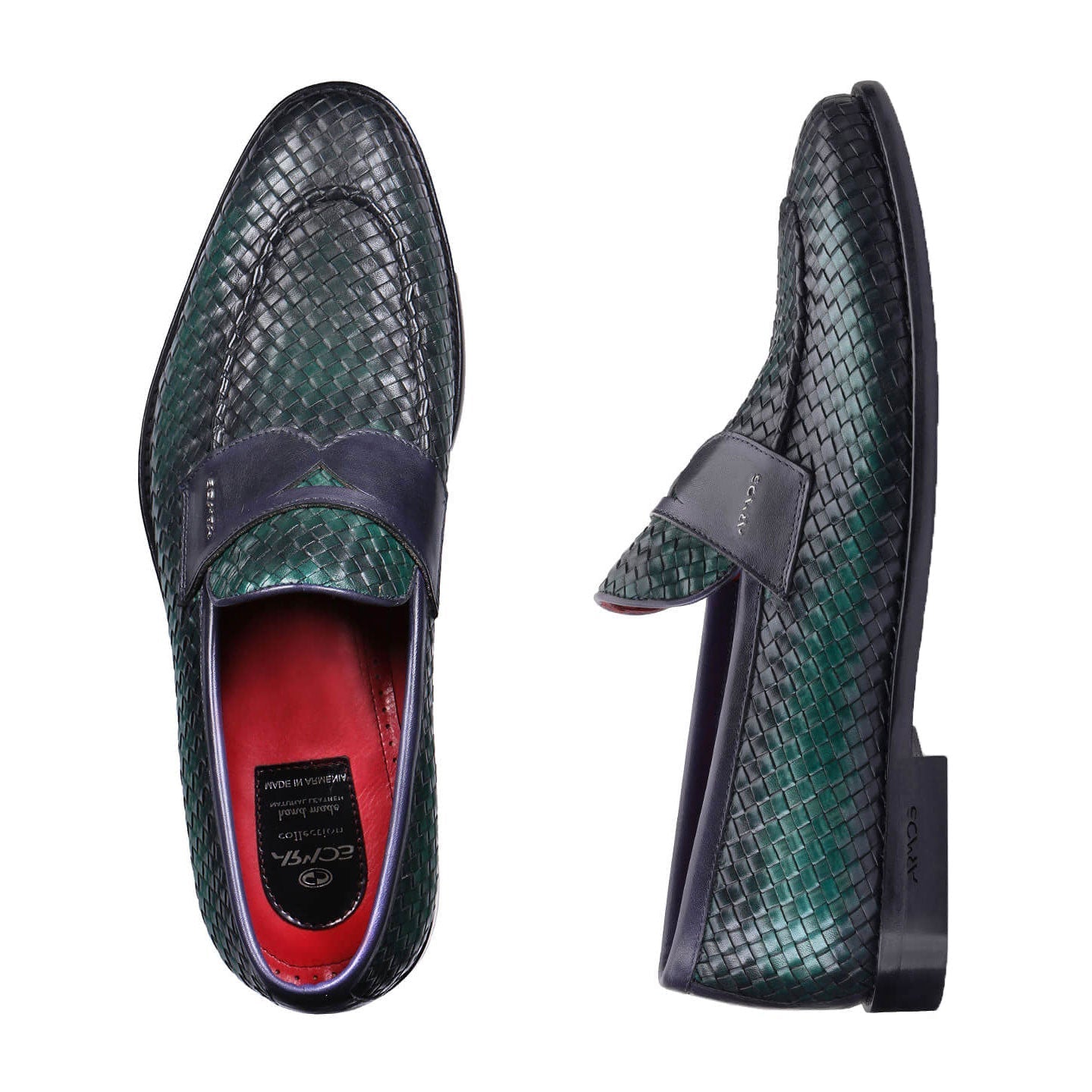 Green Woven Loafers