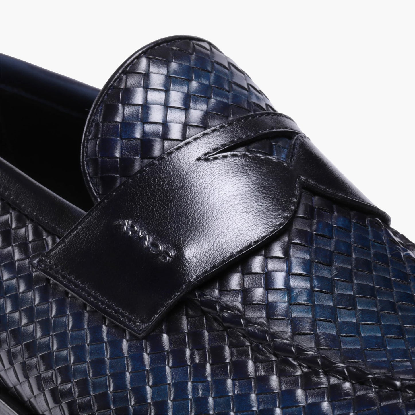 Men's Blue Woven Leather Penny Loafer