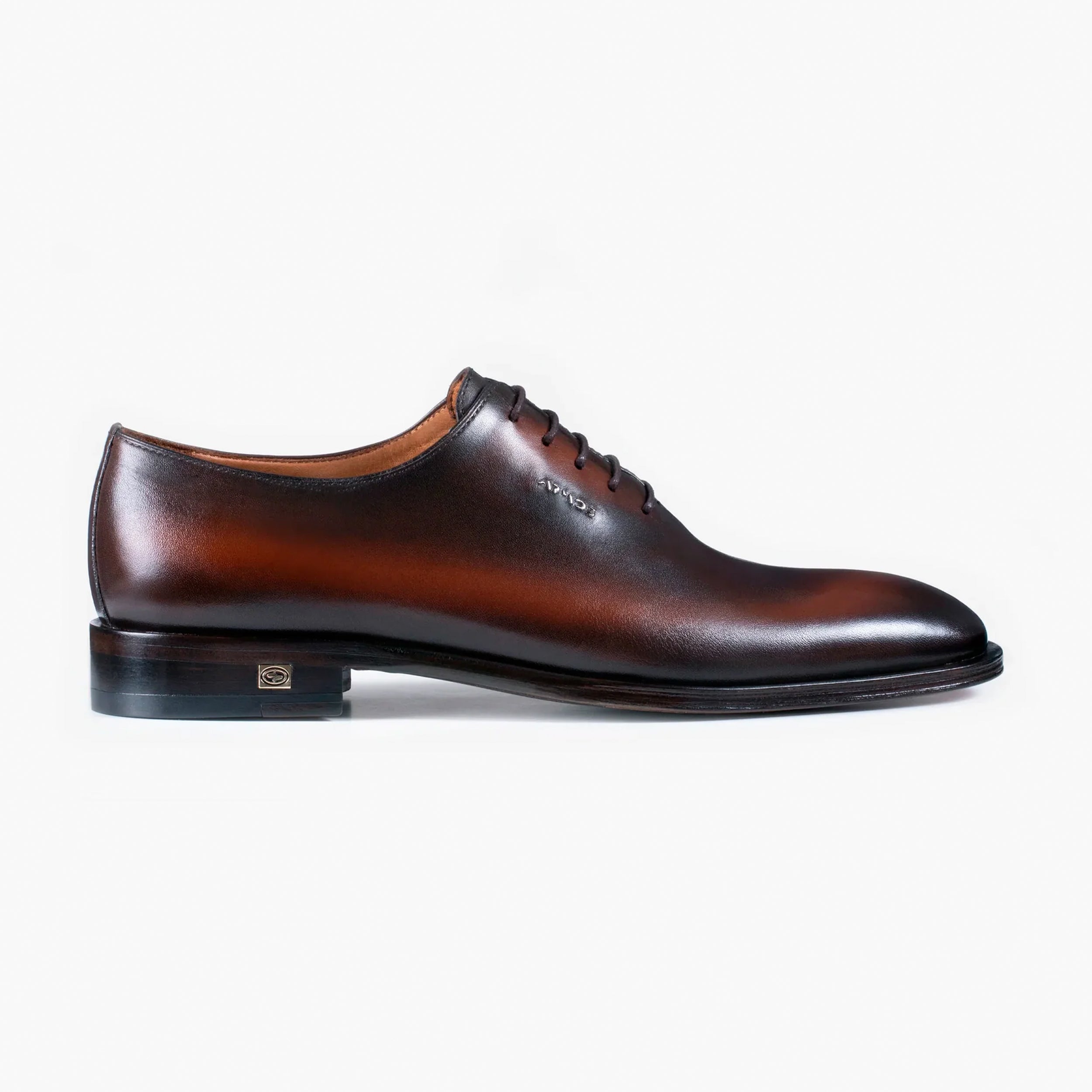 Handcrafted Men’s Brown Patina Leather Wholecut Oxford | Size 6 | ARMOS | 2-Year Warranty