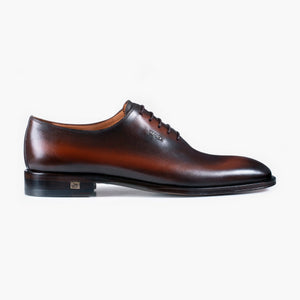 Men's Brown Patina Leather Oxford Lace-Up