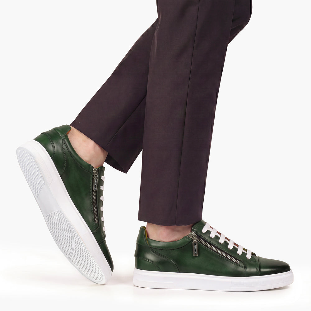 Men's Green Patina Leather Sneaker