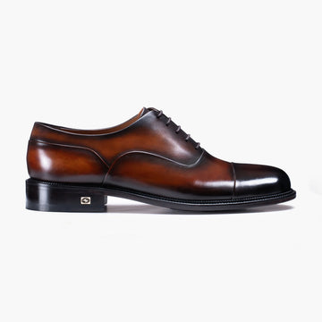 Men’s Brown Patina Leather Cap Toe Oxford - right side